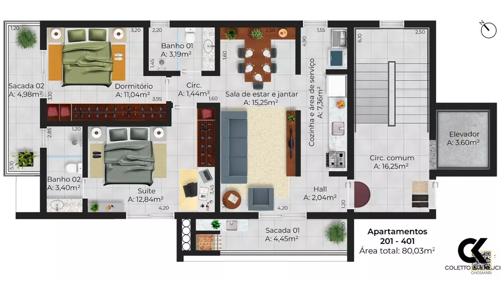 Apartamento, 2 quartos, 80 m² - Foto 3