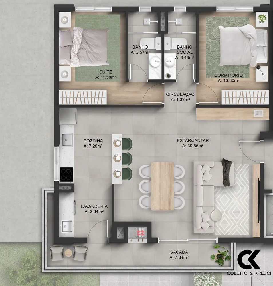 Apartamento, 2 quartos, 93 m² - Foto 2