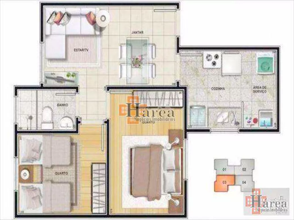 Apartamento à venda com 2 quartos, 48m² - Foto 3