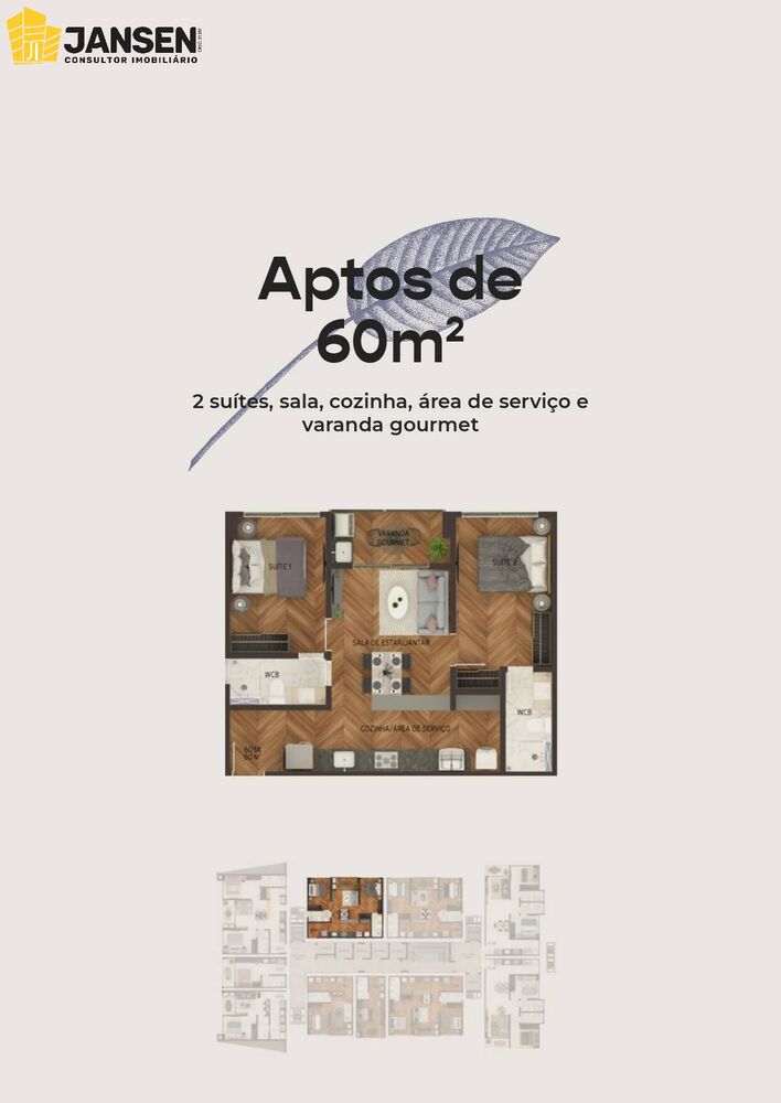 Apartamento à venda com 2 quartos, 60m² - Foto 3