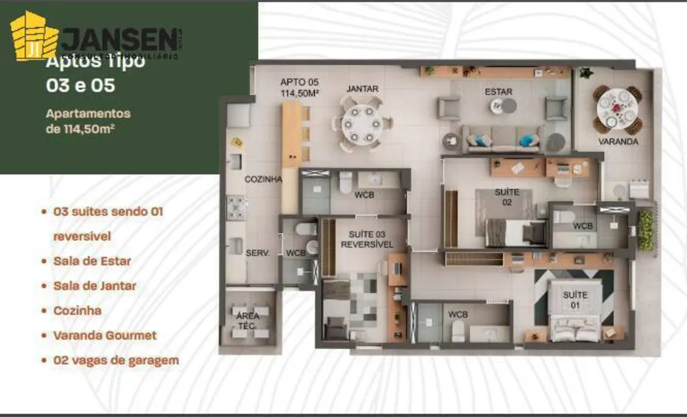 Apartamento, 3 quartos, 123 m² - Foto 1