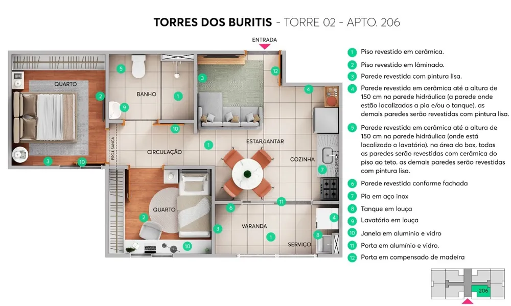 Apartamento, 2 quartos, 45 m² - Foto 8