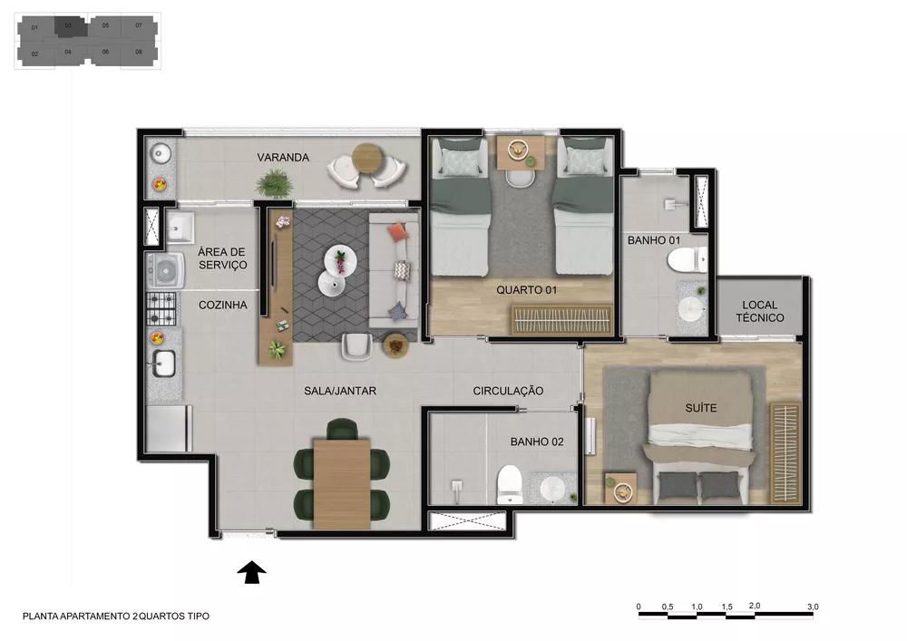 Cobertura, 3 quartos, 132 m² - Foto 12