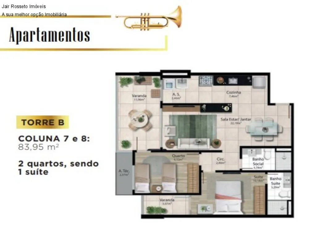 Apartamento, 3 quartos, 83 m² - Foto 2
