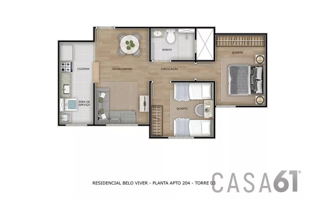 Apartamento, 2 quartos, 43 m² - Foto 3