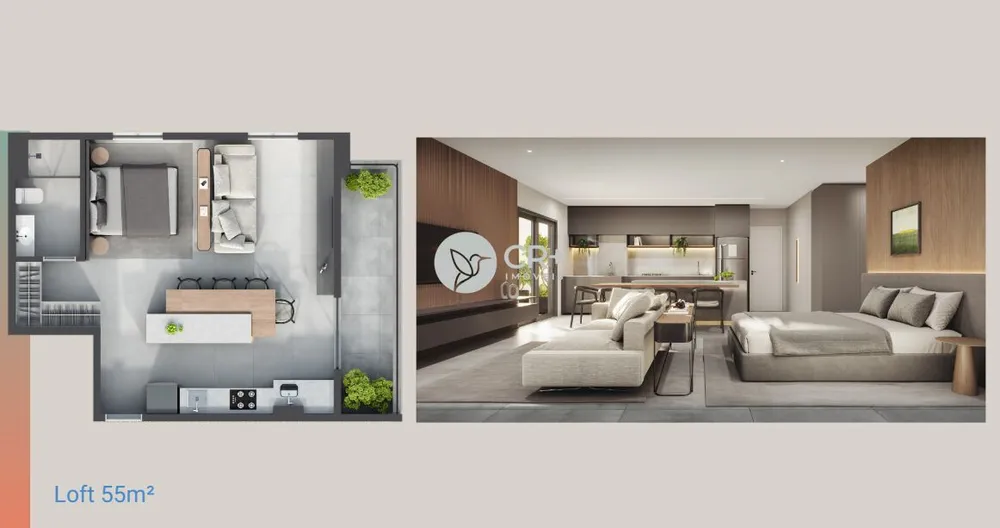 Apartamento, 1 quarto, 55 m² - Foto 1