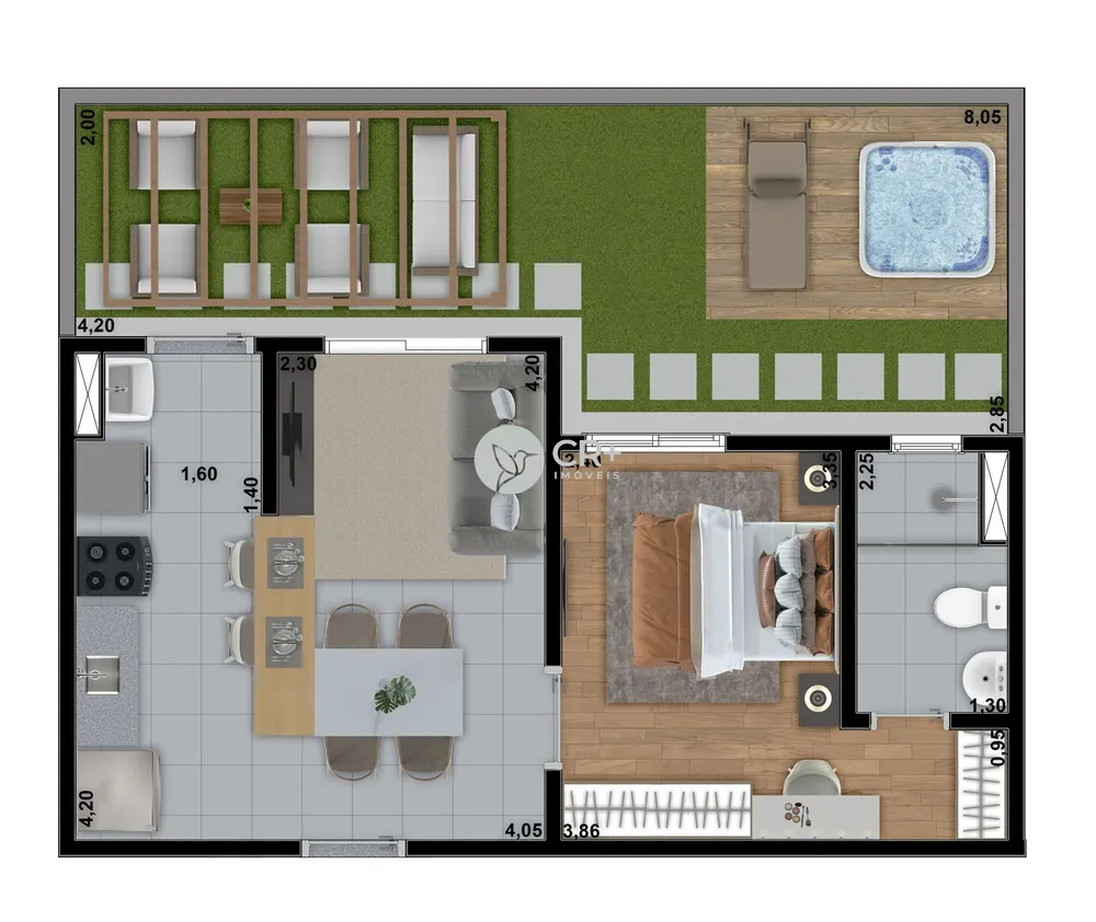 Apartamento, 1 quarto, 33 m² - Foto 2