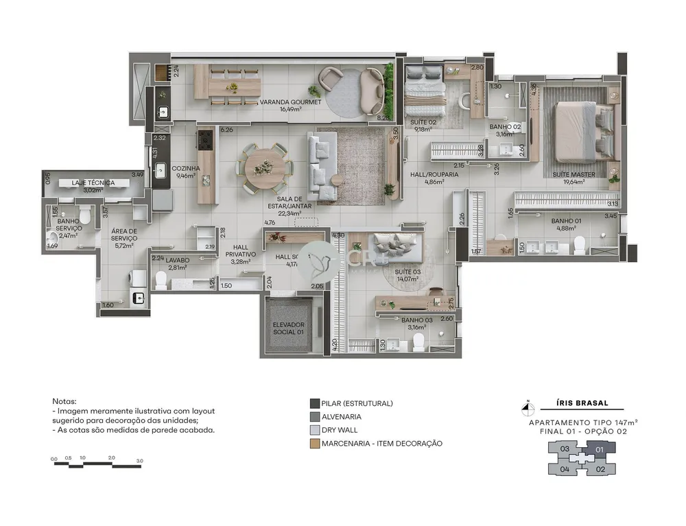 Apartamento, 3 quartos, 147 m² - Foto 9