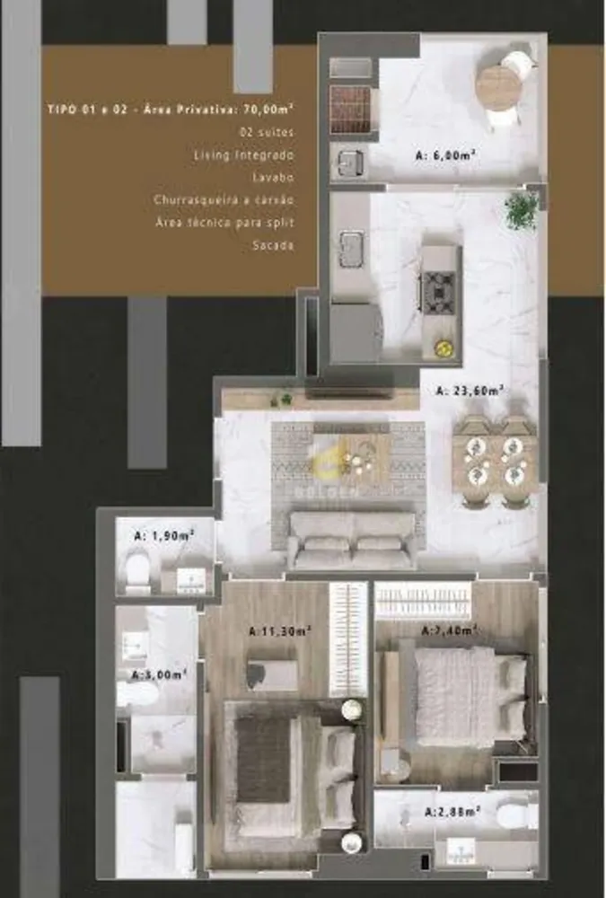 Apartamento, 2 quartos, 63 m² - Foto 4