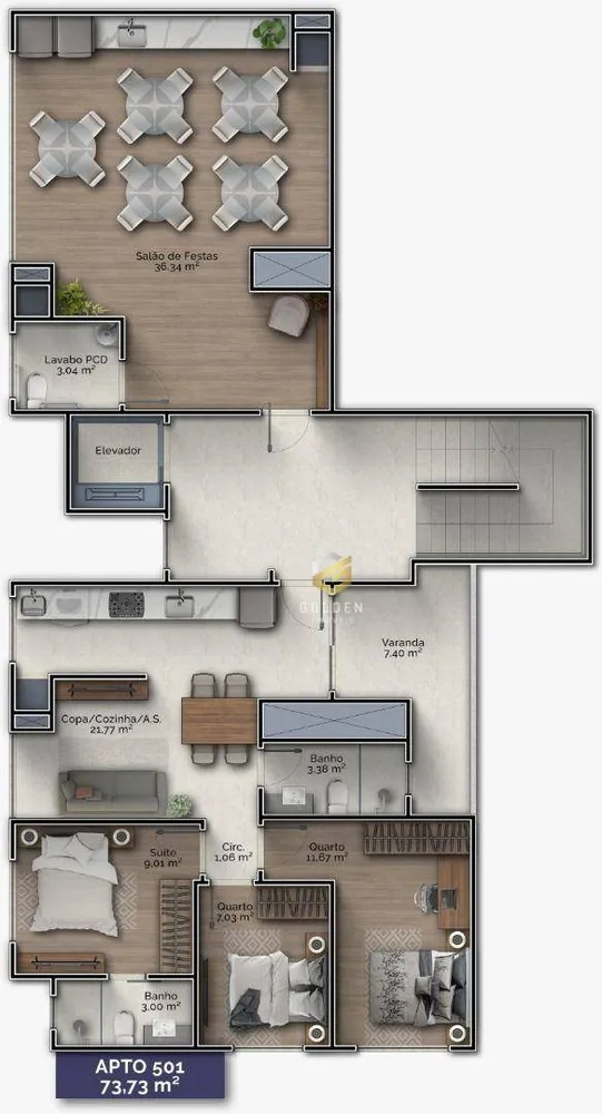 Apartamento, 2 quartos, 51 m² - Foto 3