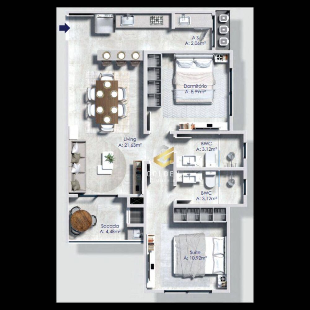 Apartamento, 2 quartos, 60 m² - Foto 1