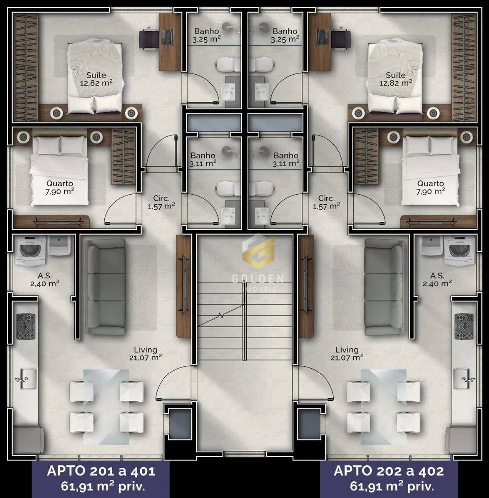 Apartamento, 2 quartos, 62 m² - Foto 2