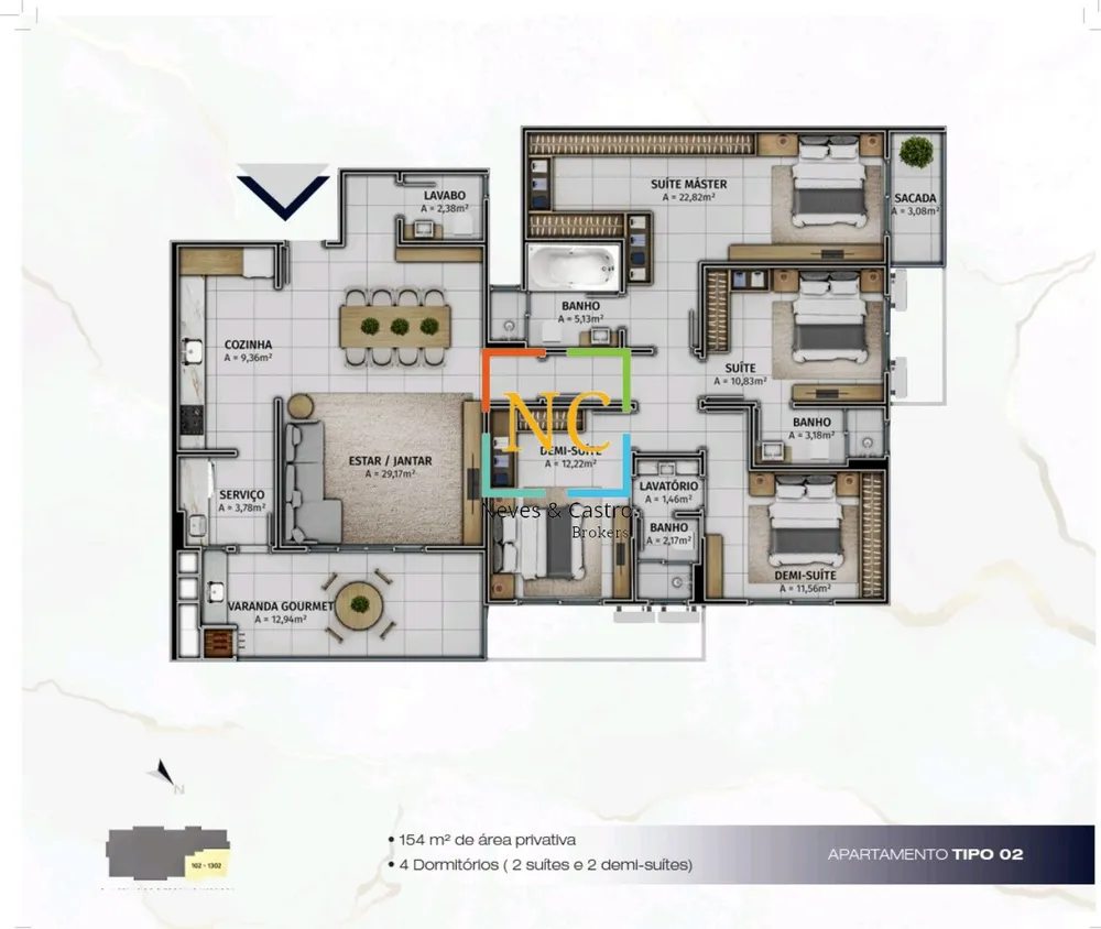 Apartamento, 4 quartos, 154 m² - Foto 2