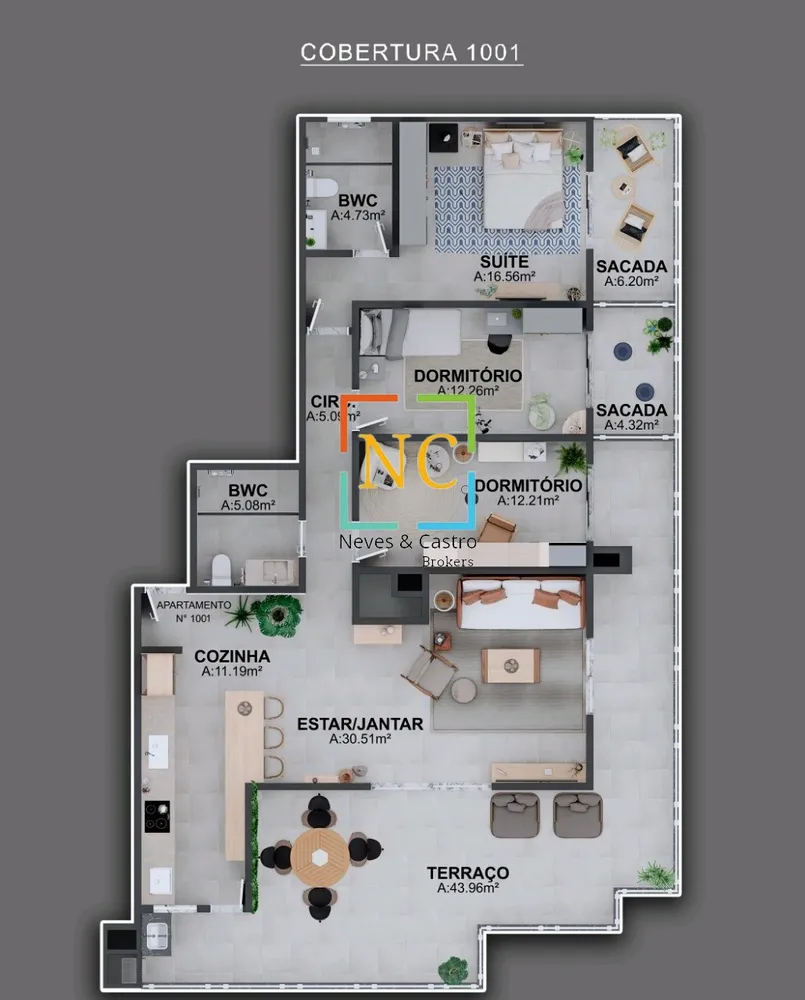 Cobertura, 3 quartos, 171 m² - Foto 5