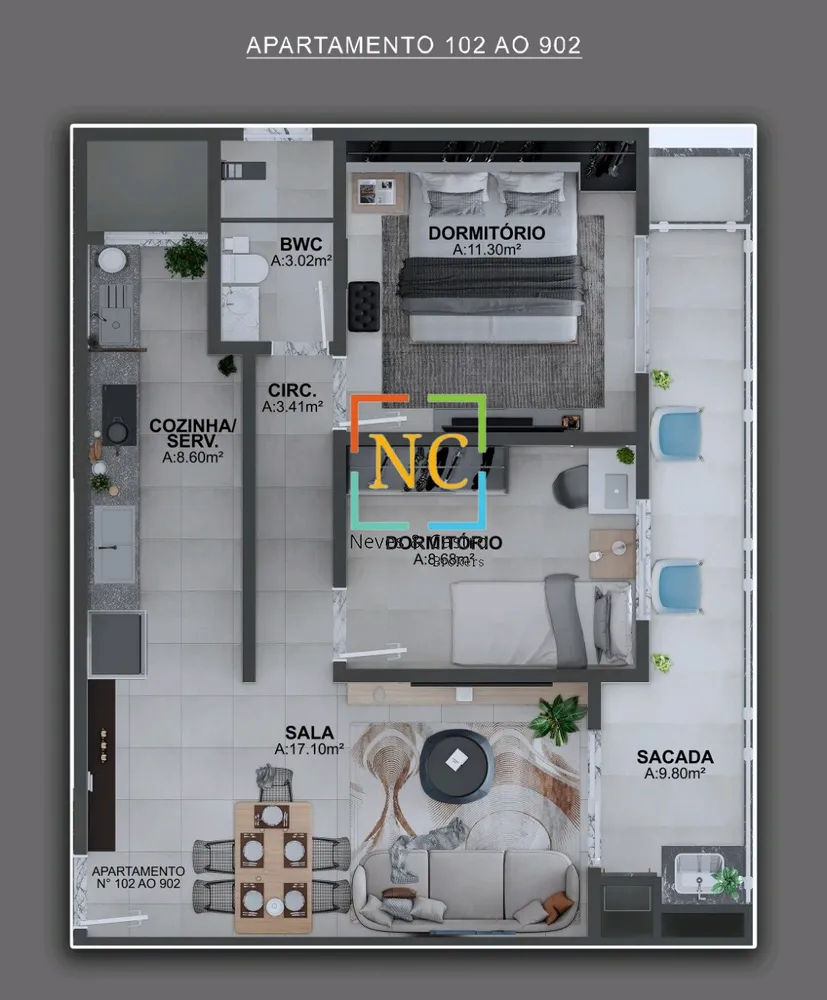 Apartamento, 2 quartos, 70 m² - Foto 2
