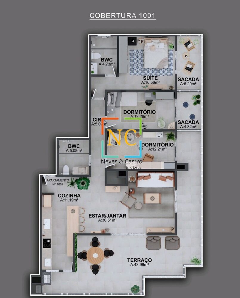 Cobertura, 3 quartos, 171 m² - Foto 3