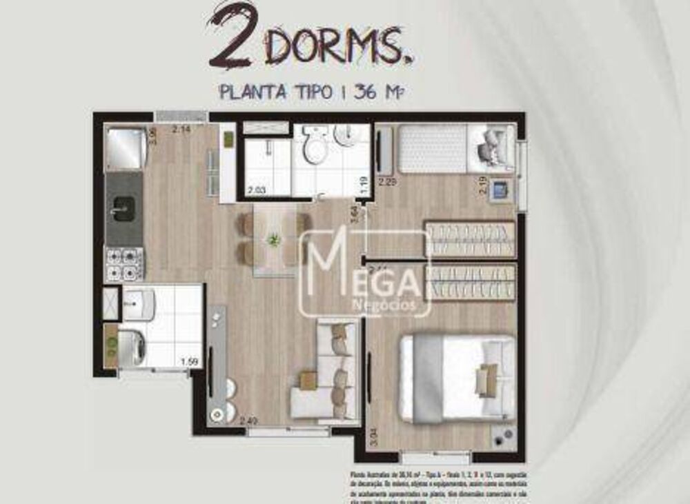 Apartamento, 2 quartos, 36 m² - Foto 3
