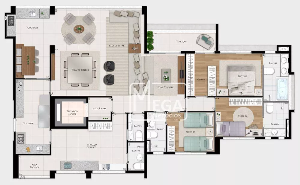 Apartamento, 3 quartos, 153 m² - Foto 2