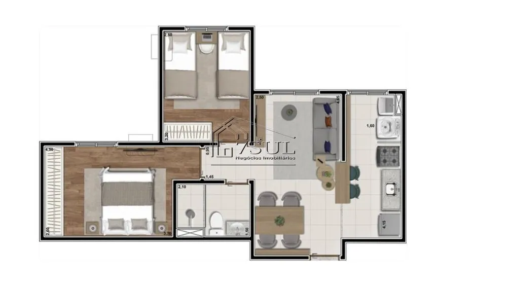 Apartamento, 2 quartos, 48 m² - Foto 3