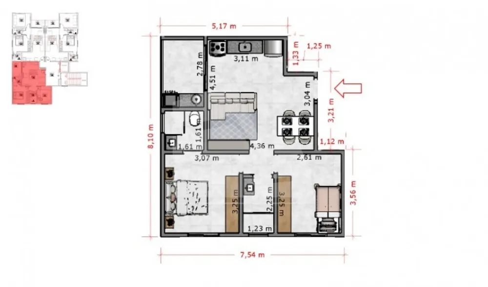 Apartamento, 1 quarto, 55 m² - Foto 8
