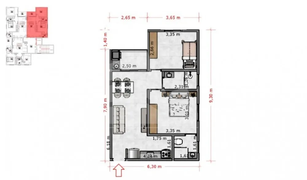 Apartamento, 1 quarto, 55 m² - Foto 7