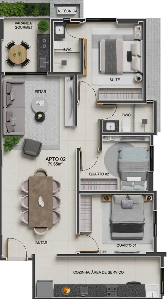 Apartamento, 3 quartos, 79 m² - Foto 8
