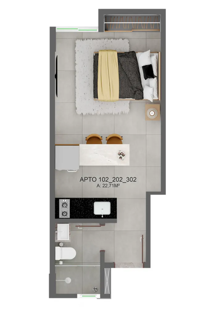 Apartamento, 1 quarto, 22 m² - Foto 6