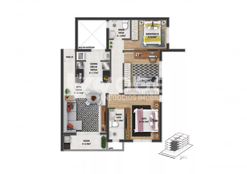 Apartamento à venda com 2 quartos, 85m² - Foto 10