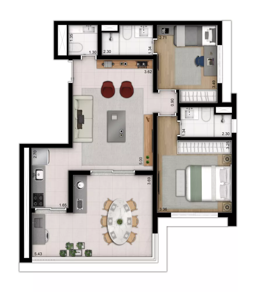 Apartamento à venda com 2 quartos, 84m² - Foto 3