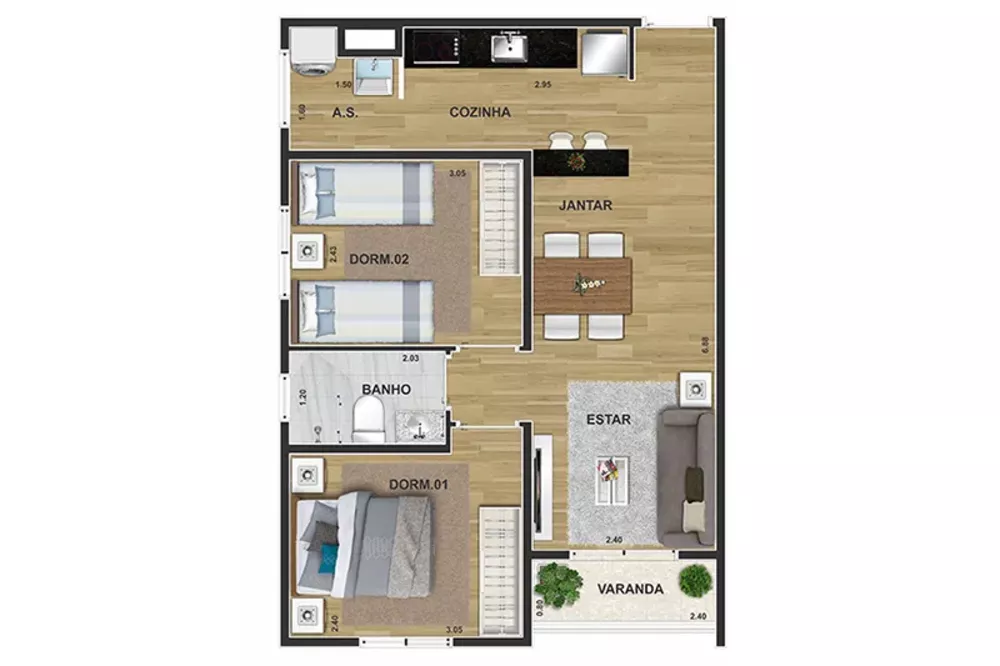 Apartamento à venda com 2 quartos, 46m² - Foto 4