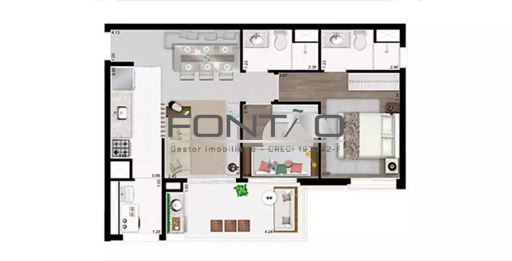 Apartamento à venda com 2 quartos, 58m² - Foto 1