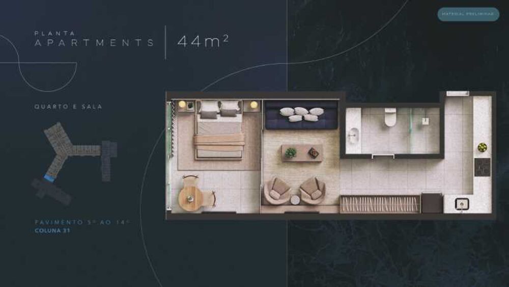 Apartamento à venda com 1 quarto, 35m² - Foto 2
