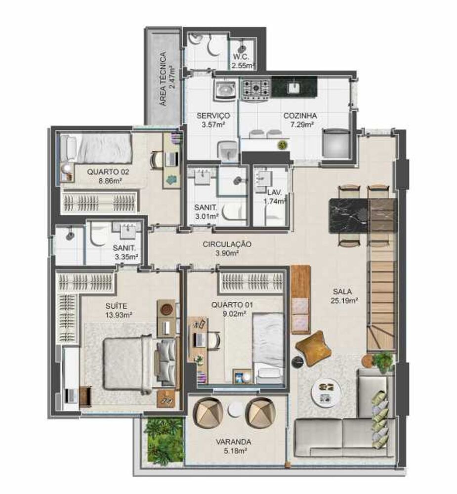 Apartamento, 3 quartos, 90 m² - Foto 3