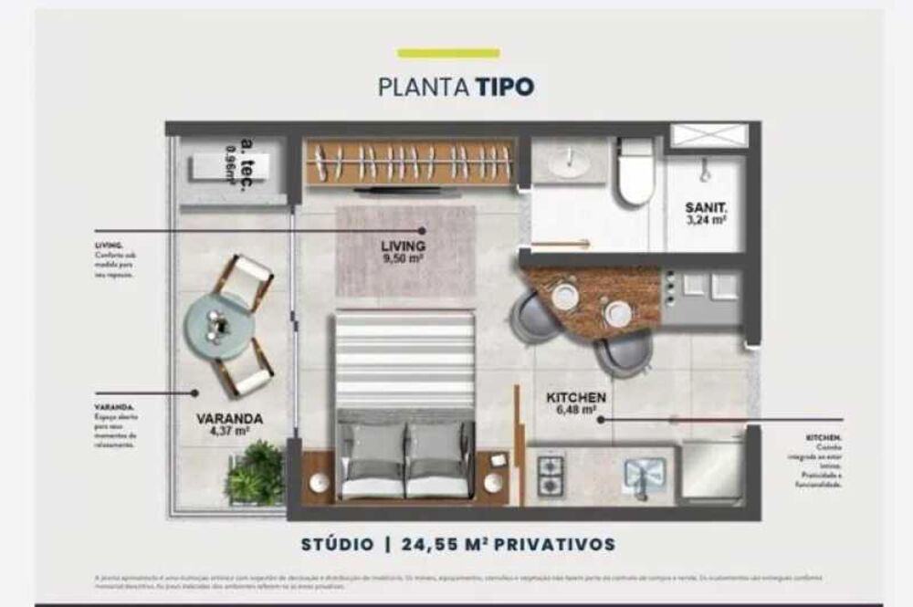 Apartamento, 1 quarto, 25 m² - Foto 2
