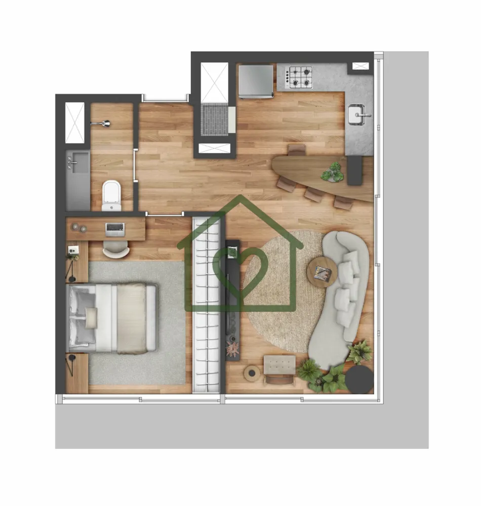 Apartamento, 1 quarto, 46 m² - Foto 2
