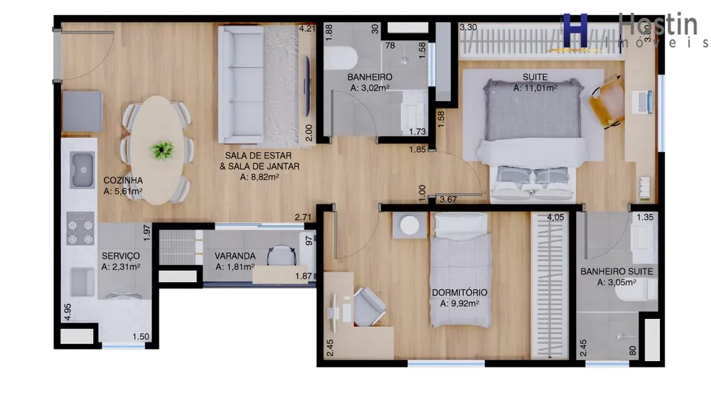 Apartamento, 2 quartos, 54 m² - Foto 9