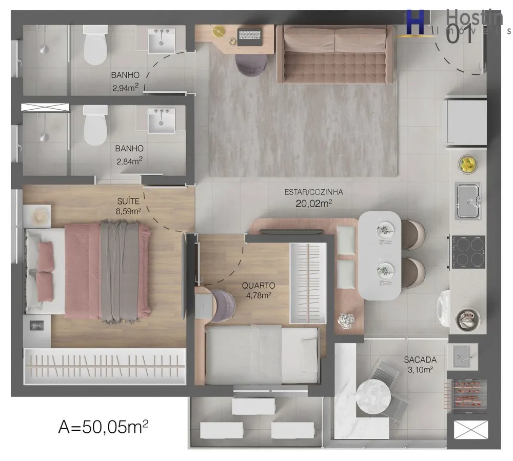 Apartamento, 2 quartos, 49 m² - Foto 9