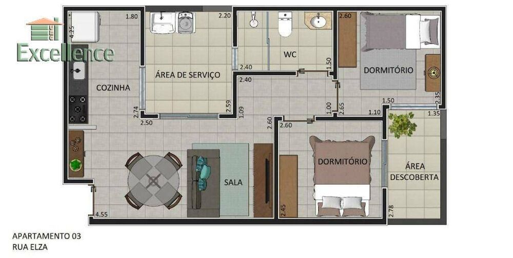 Apartamento, 2 quartos, 60 m² - Foto 1