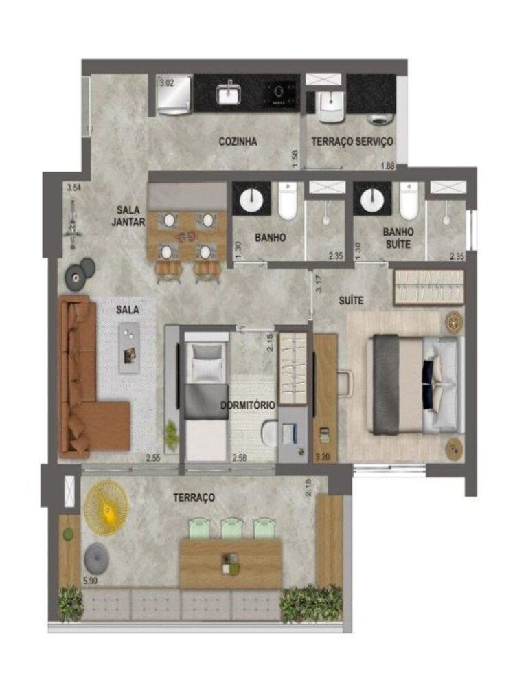 Apartamento, 2 quartos, 70 m² - Foto 1