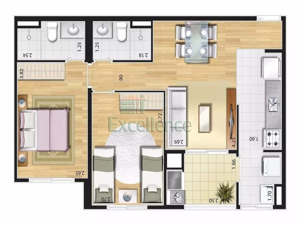 Apartamento à venda com 2 quartos, 62m² - Foto 1