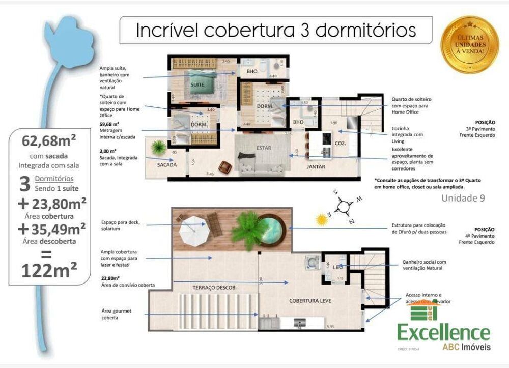 Cobertura, 3 quartos, 122 m² - Foto 12