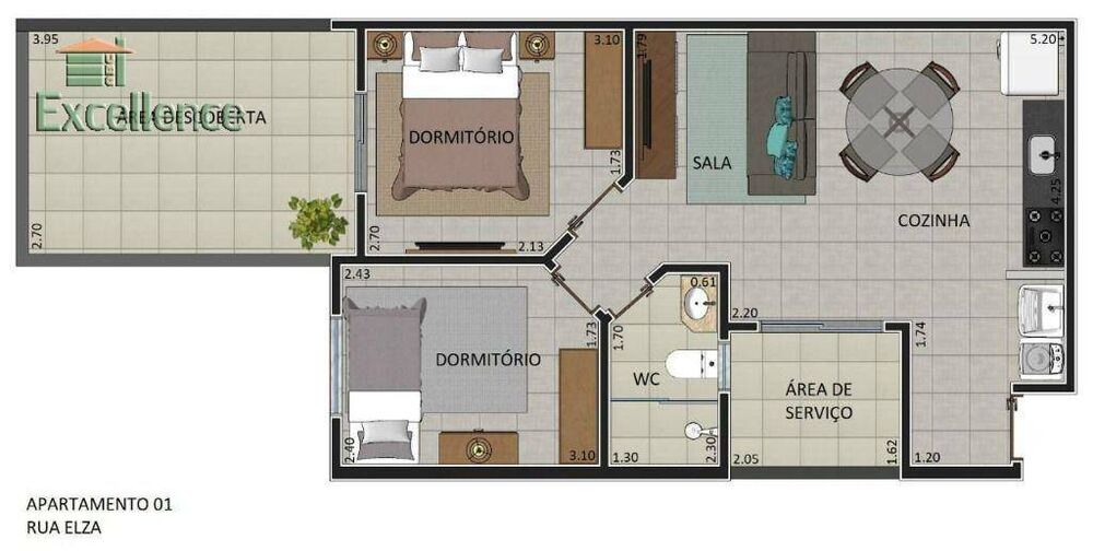 Apartamento, 2 quartos, 60 m² - Foto 1