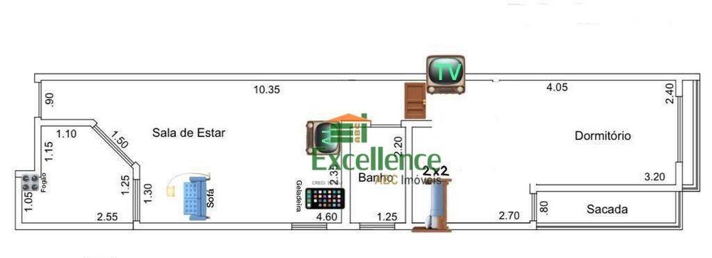 Apartamento, 1 quarto, 54 m² - Foto 1