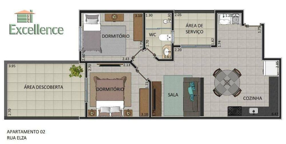 Apartamento, 2 quartos, 60 m² - Foto 2