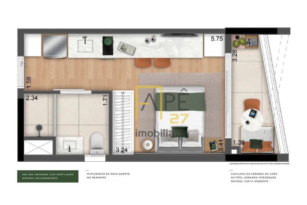 Kitnet-Studio, 27 m² - Foto 7