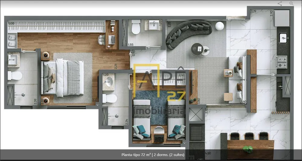 Apartamento, 2 quartos, 72 m² - Foto 1
