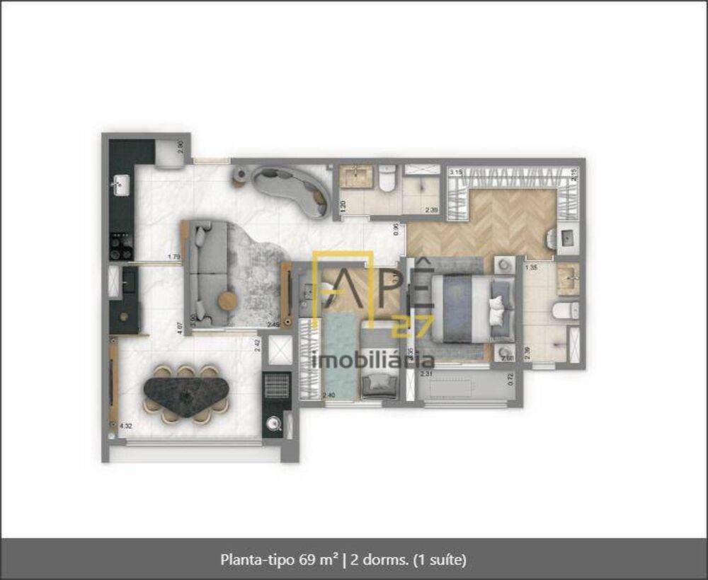 Apartamento, 2 quartos, 67 m² - Foto 1