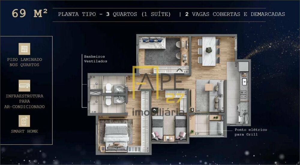Apartamento, 2 quartos, 55 m² - Foto 3