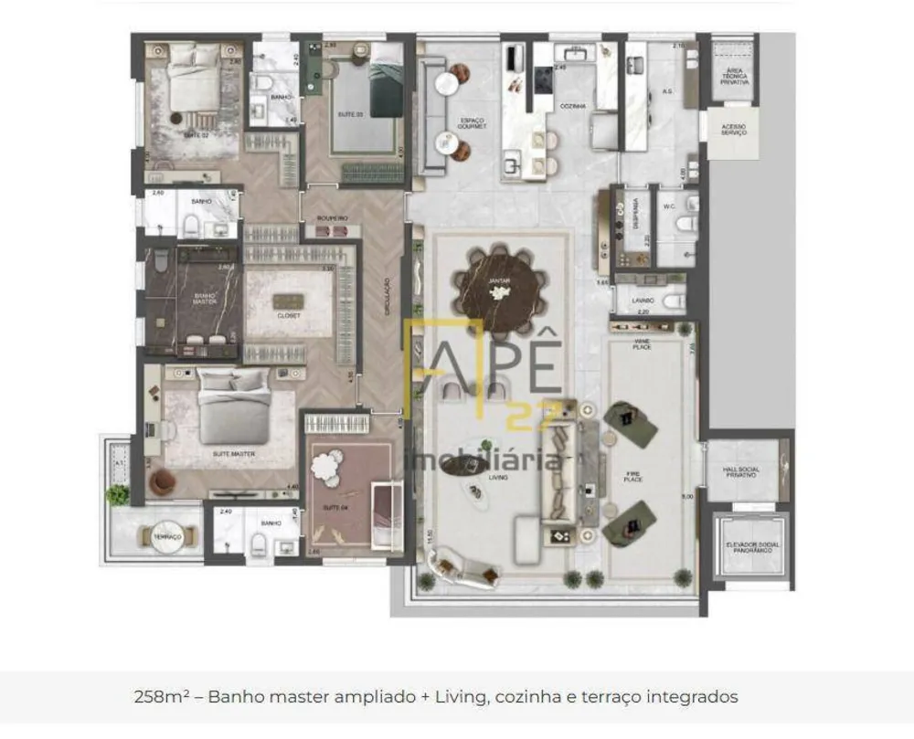Apartamento, 4 quartos, 258 m² - Foto 3