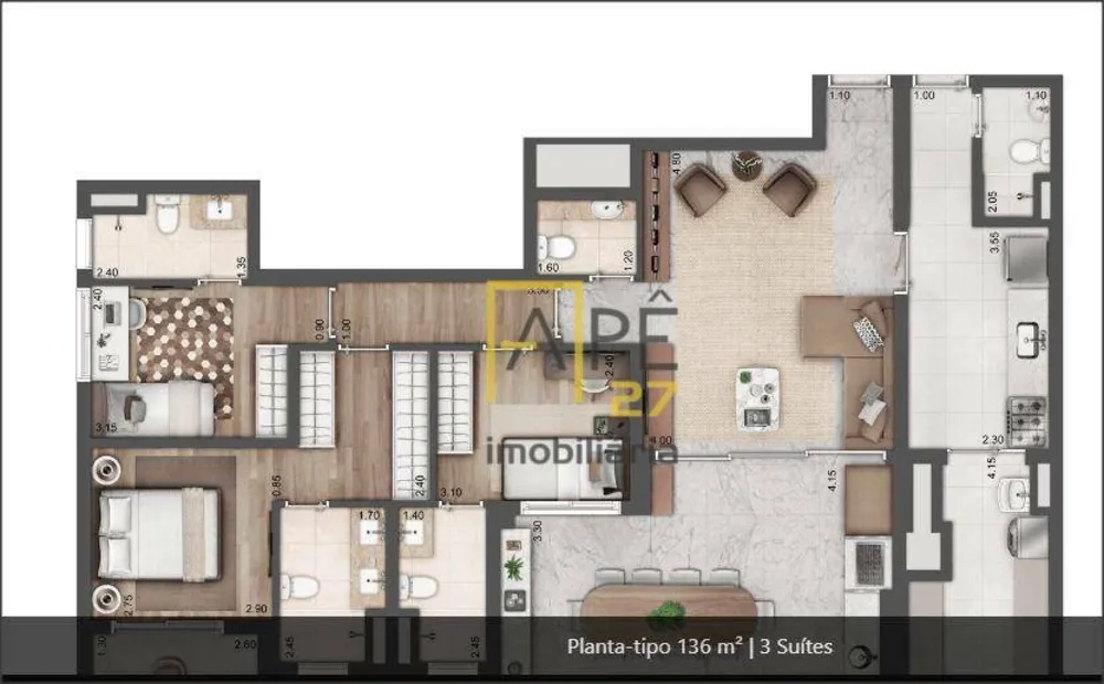 Apartamento, 3 quartos, 136 m² - Foto 7